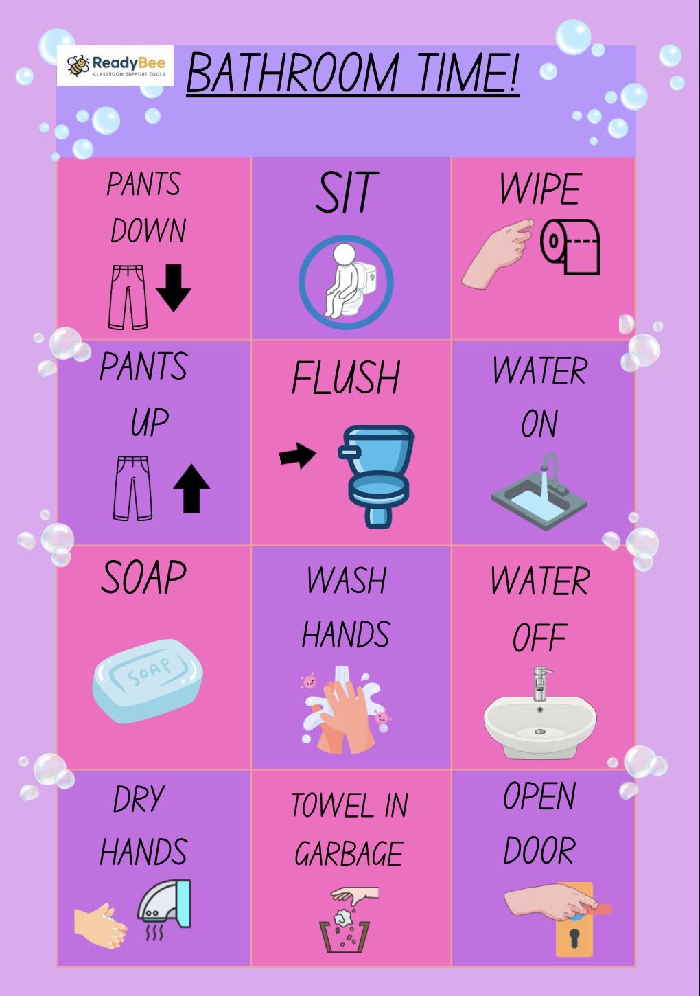 Bathroom Time Visual Schedule & Hygiene Guide