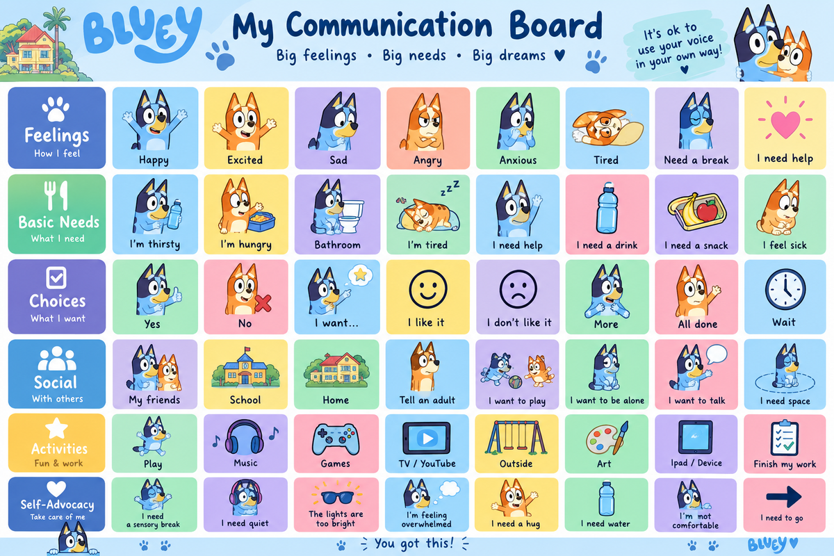 Bluey Communication Board