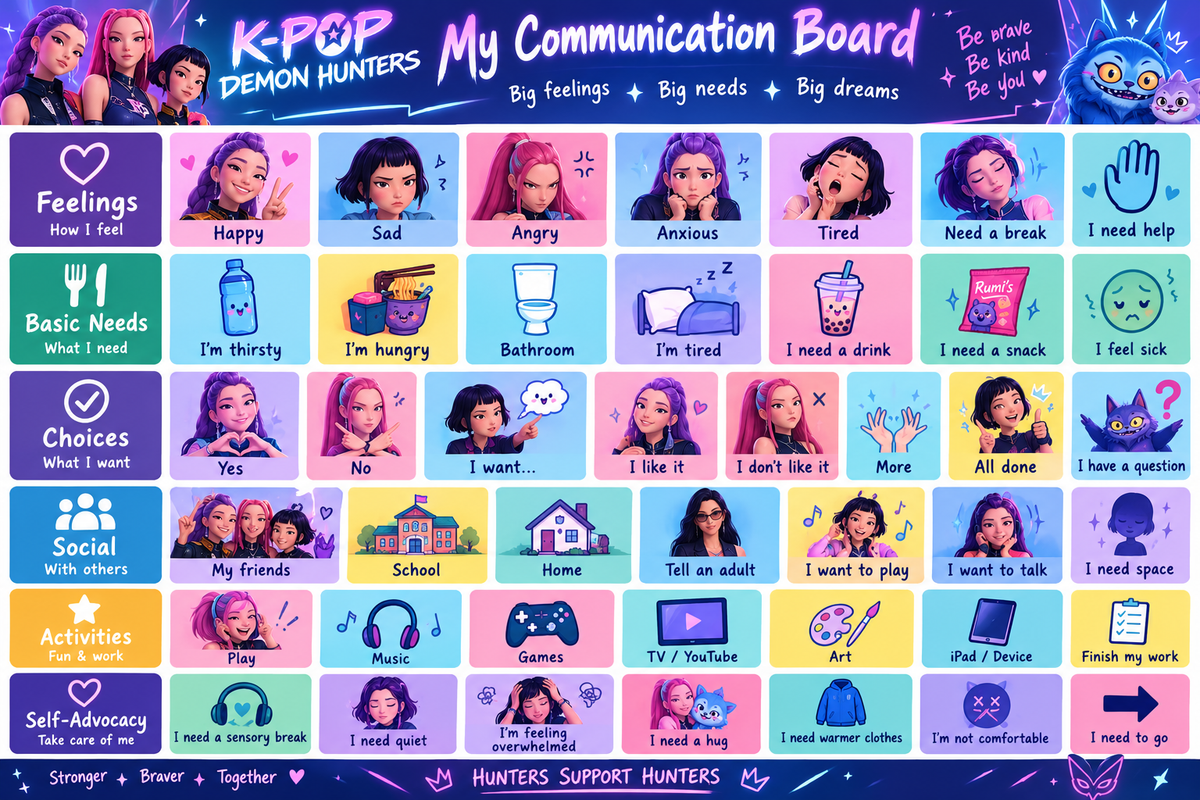 K-POP Demon Hunters Communication Board, featuring 2 Digital Cards