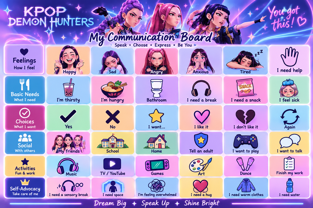 K-POP Demon Hunters Communication Board, featuring 2 Digital Cards