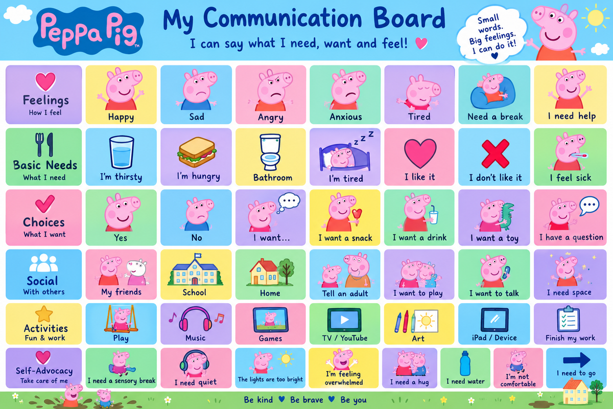 Peppa The Pig Communication Board