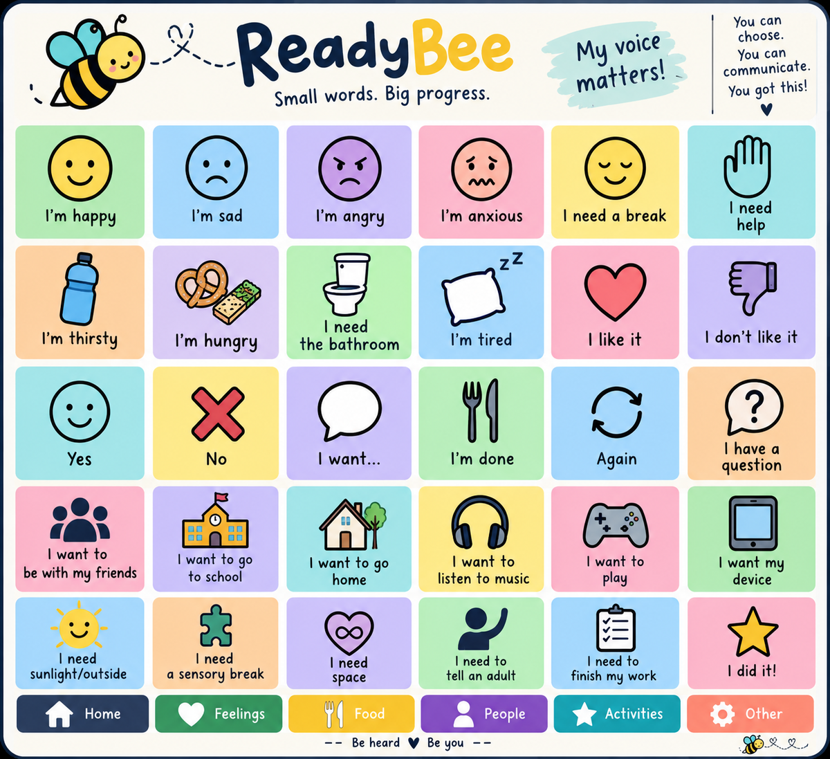 Small Words Communication Board